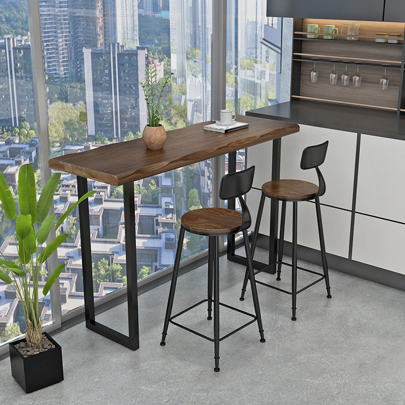 Industrial Solid Wood Bar Table Rectangle Bar Dining Room Table