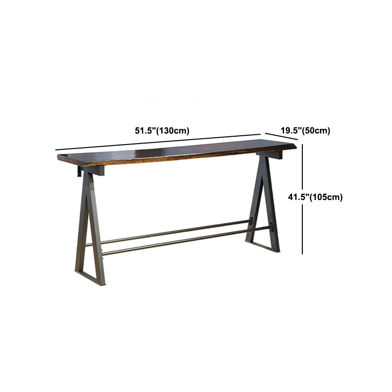 Rectangle Pine Wood Top Bar Table Modern Bar Table with Trestle Base in ...