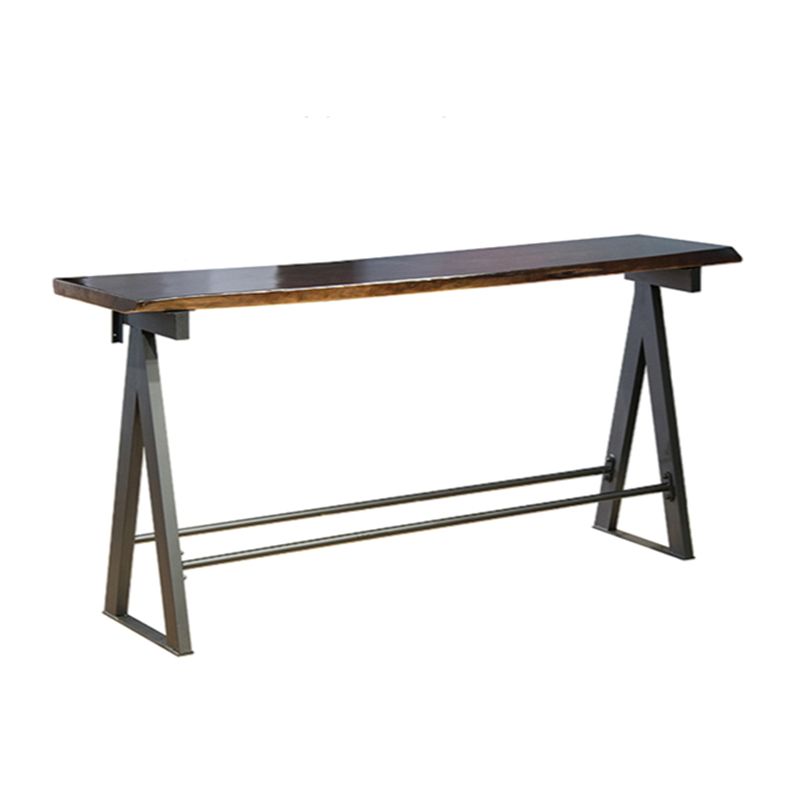Rectangle Pine Wood Top Bar Table Modern Bar Table with Trestle Base in ...