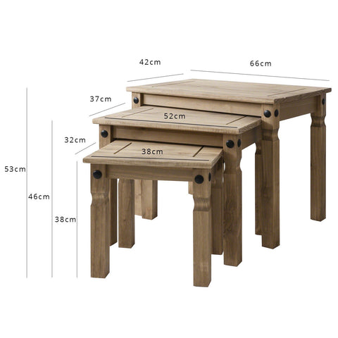 Ensemble de 3 tables gigognes - pin massif - Laura James