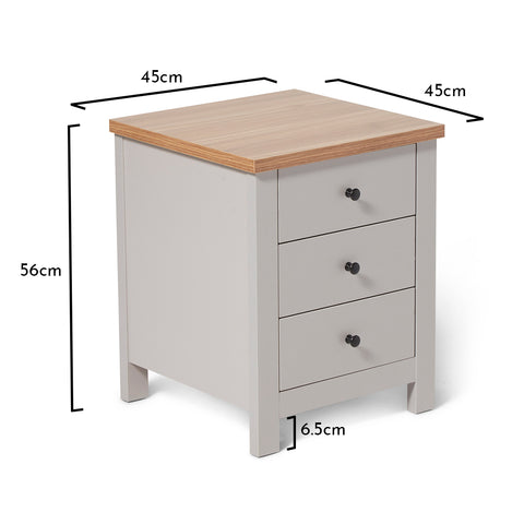 Table de chevet Bampton gris pierre - 3 tiroirs - Laura James