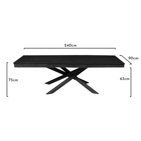 Juego de mesa de comedor Amelia Black - 6 plazas - Sillas negras con respaldo de husillo