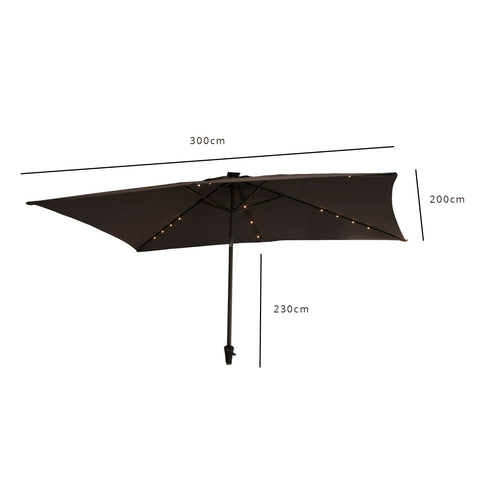 Ashby 6-Sitzer Essgruppe aus Holz und Premium-LED-Sonnenschirm in Grau – 150 cm – Laura James