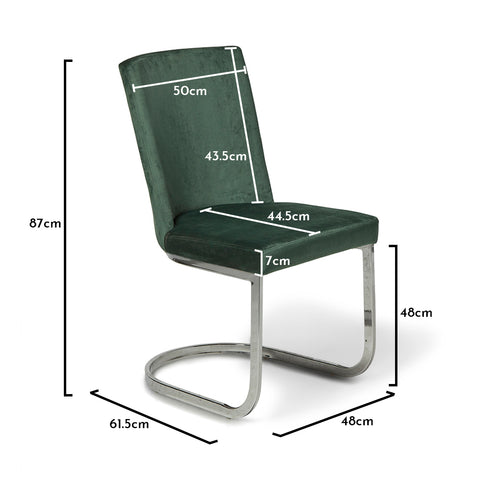 Silla de comedor Lola Green con patas cromadas