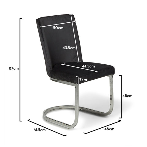 Silla de comedor Lola negra con patas cromadas