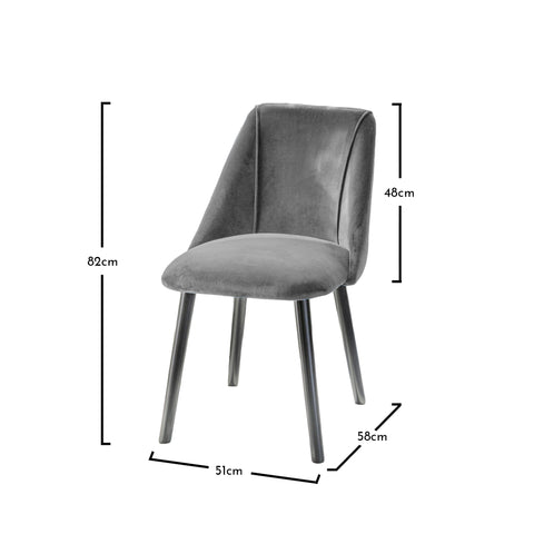 Sillas de comedor Freya - juego de 2 - gris y negro