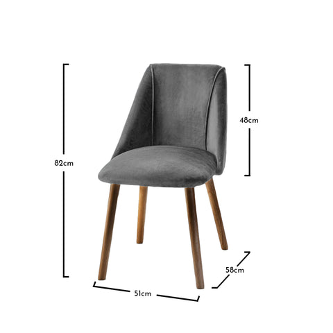 Sillas de comedor Freya - juego de 2 - madera gris y oscura
