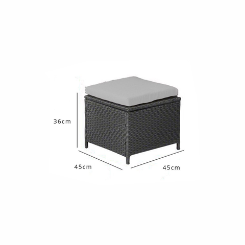 Conjunto de comedor exterior cúbico de ratán para 8 personas - Tablero de madera sintética tejida en negro - Laura James