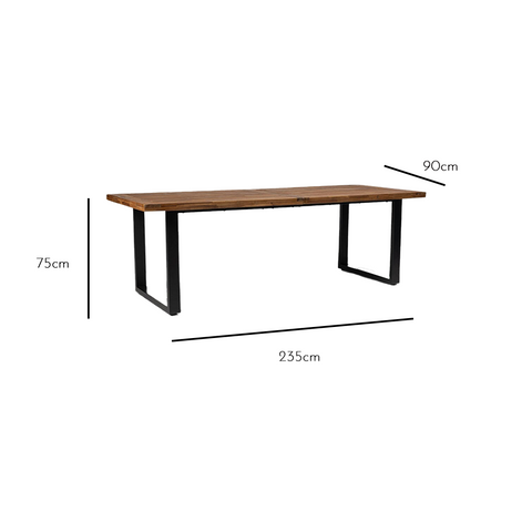 Hali Tafel Stalen Acacia Blad 235cm