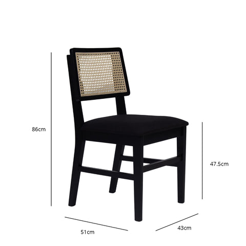 Silla de comedor Charlie Black con respaldo de rejilla