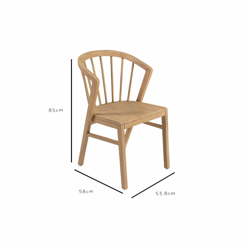Ensemble de 2 chaises de salle à manger à barreaux en bois - Chêne clair - Laura James