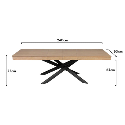 Mesa de comedor extensible Amelia Whitewash con patas negras