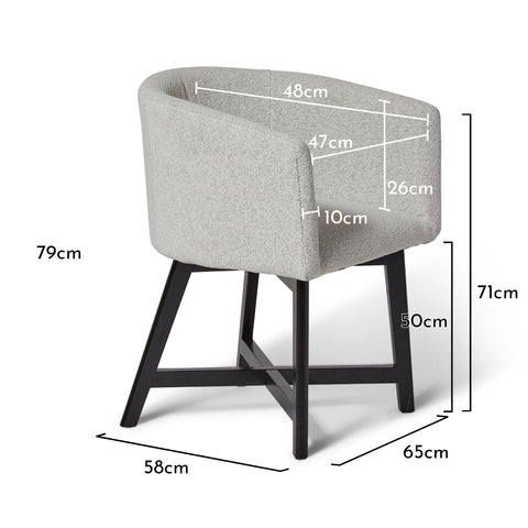 Silla de comedor Magnus - juego de 2 - gris paloma y negro