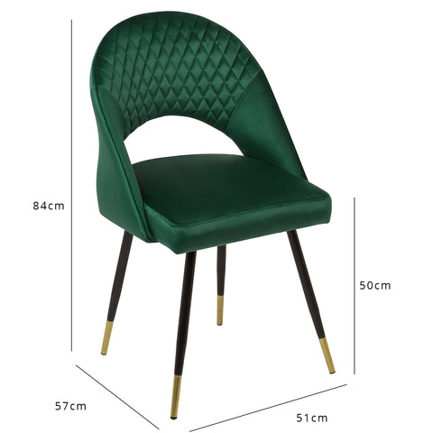 Sedie da pranzo Marilyn - set da 2 - velluto verde