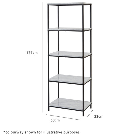 Jay bookcase - marble effect and chrome - Laura James
