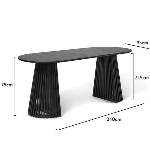 Juego de mesa de comedor Willow Japandi negro con sillas de comedor color avena - Laura James