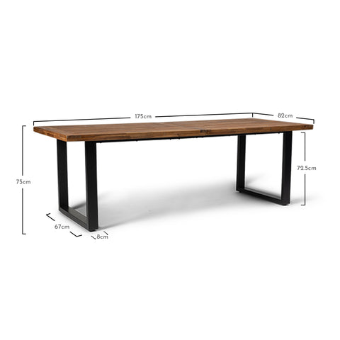 Mesa de comedor exterior de estilo industrial de madera Hali