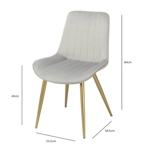 Patas Bella Gold con asiento de terciopelo gris