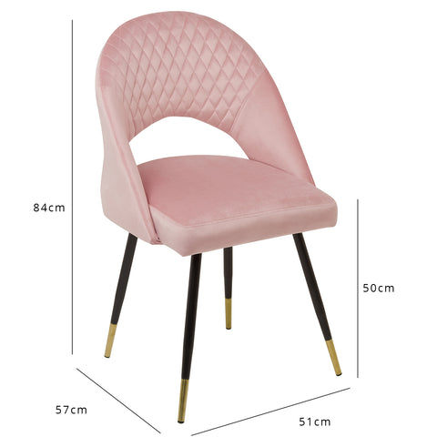 Chaises de salle à manger Marilyn - lot de 2 - velours rose