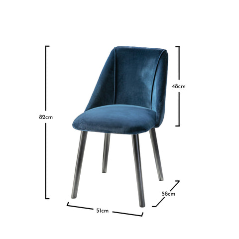 Sillas de comedor Freya - juego de 2 - azul y negro