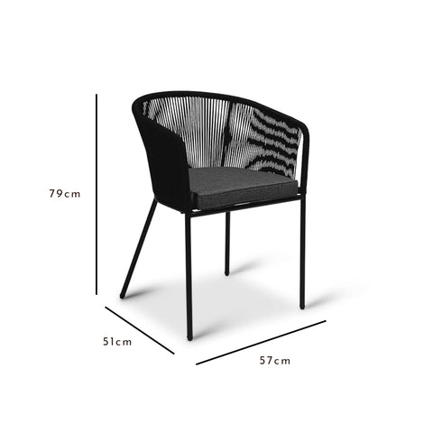 Silla de cuerda Hali negra