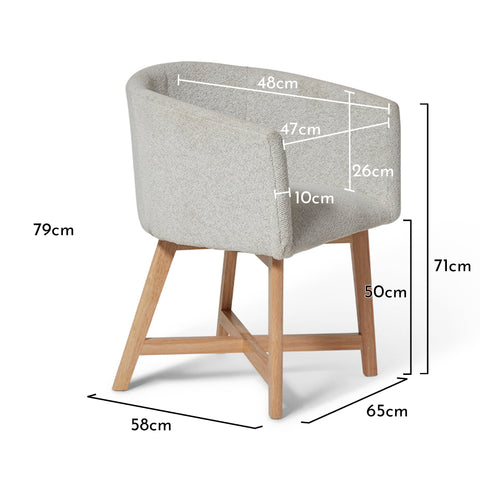 Silla de comedor Magnus - juego de 2 - gris paloma y roble claro
