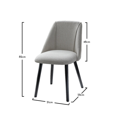 Conjunto de mesa de comedor Amelia Black - 6 plazas - Sillas de comedor Freya color avena con patas negras