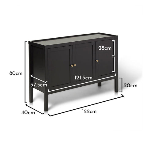 Charlie Noir Zwart Dressoir met Drie Deurtjes - Laura James