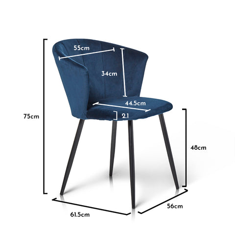 Silla de comedor Cleo de terciopelo azul - Laura James