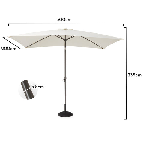 Conjunto de jantar Marston de 8 lugares em rattan com guarda-sol creme - Móveis de jardim em rattan - Cinza