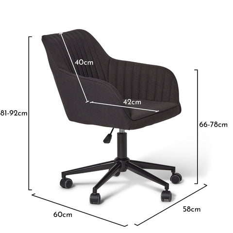 Fauteuil de bureau pivotant Anna - gris foncé et noir - Laura James