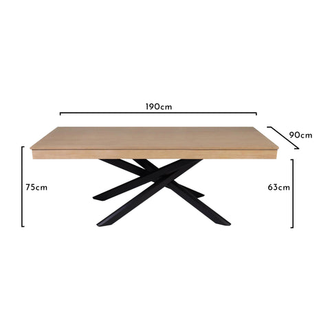 Mesa de comedor Amelia blanca lavada con patas negras
