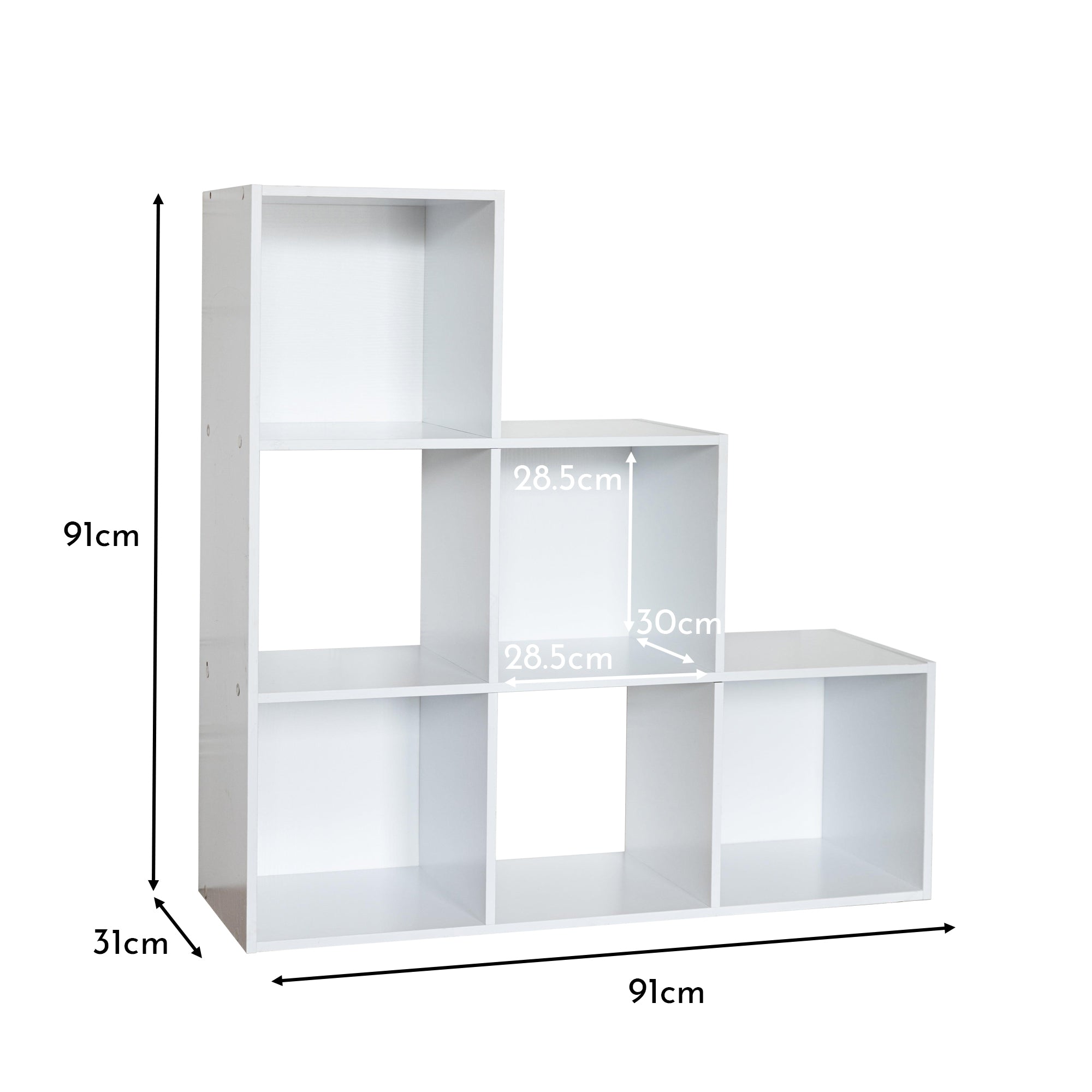 Estantería tipo escalera de 6 cubos - blanca