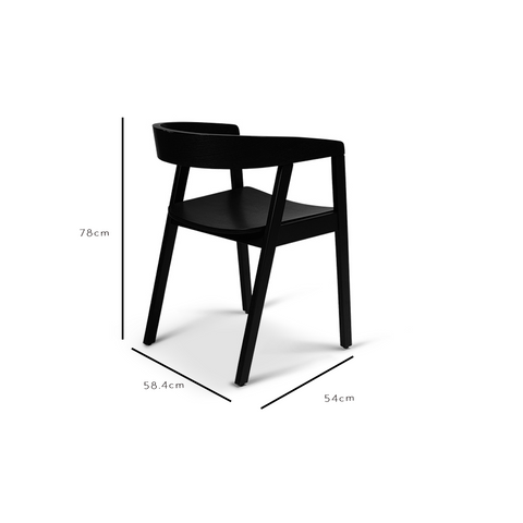 Silla de comedor Ella Black con respaldo curvo - Laura James